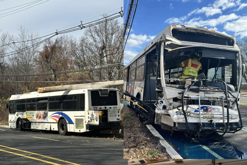 NJ Transit bus crashes into utility pole on Thanksgiving in South ...